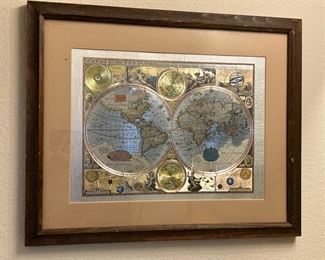 Framed World Globe Foil Print