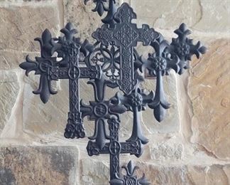 Metal Crosses & French Fleur de Lis Candelabra