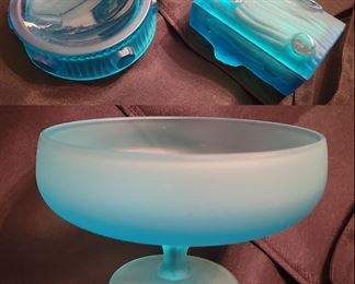 Blue Glass! This is only a sample of the gorgeous blue glass pieces. Fits both contemporary homes or vintage style!