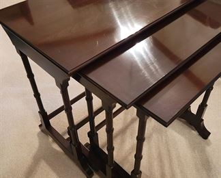 Furniture [Cherry]
Curio cabinet, drop leaf side table and drop-leaf coffee table make an elegant living room arrangement and this furniture set Includes 3 stack tables and a 4-drawer sofa end table to complete the room. These are solid wood furnishings you don’t find much anymore. 
