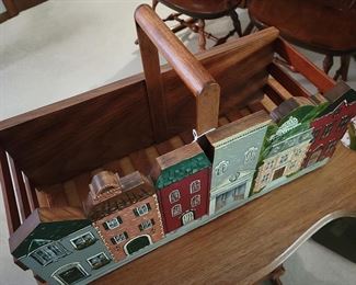 Crafts? Knitting? Games? Card holder? This incredible well made wooden box has a whimsical, painted city street and can be whatever you need it to be!