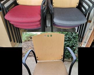 Awesome stack chairs. Maple backed, comfortable cushioned seats and stackable for easy storage. Perfect for a game room, an office, or anywhere where extra chairs are needed. 