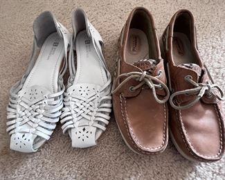 Assorted women's shoes including White Mountain and Sperry (most size 7-7.5)