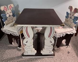 Child's bunny table and chair set