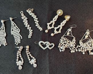Assorted rhinestone earrings