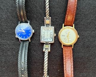 Women's watches including Mickey Mouse with leather band