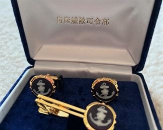 Japanese cufflinks and tie clip