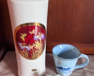 Japanese vase and mug and Limoges trinket box