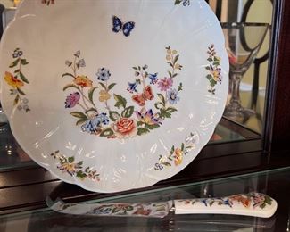 Aynsley Cottage Garden cake plate and serving knife