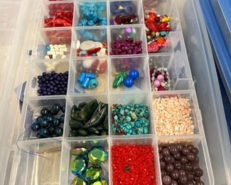 Divided storage containers ready for a beading project