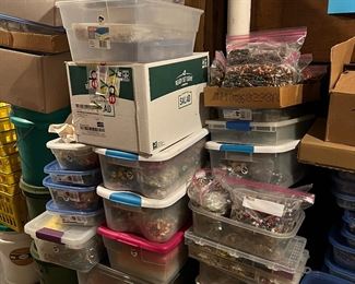 Stacked to the Ceiling with Beads! Vintage gemstone, fire polished glass, acrylic, plastic, you name it! 