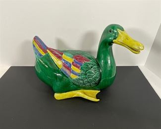 Chinese Hand Painted Export Ceramic Duck - Republic Period