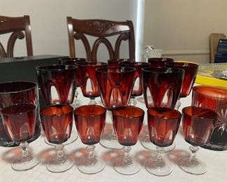 Gothic by Cristal D'Arques Durand Vintage Red Glassware Set