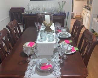 Hagerty 8 Chair Dining Table with leaf -seats 8