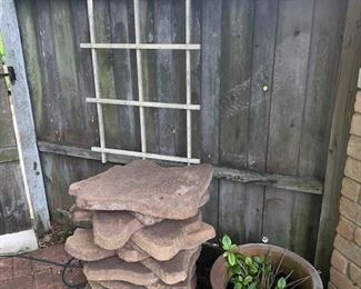 Stepping Stones ,Lattices, Huge Cauldron Terra Cotta Plant Pots