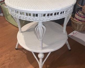 Antique Cream Painted wicker Table
