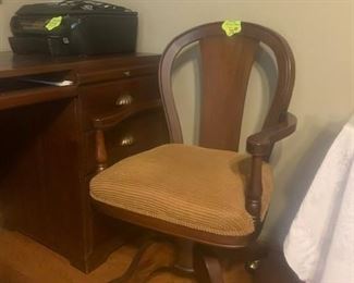 2 Wooden Desk sand 3 Filing Cabinets and Wooden Office Chairs and Rolling Office Chairs