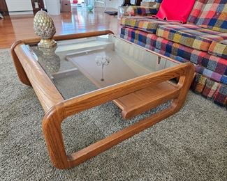 $250 MCM 70's Lou Hodges Oak & Glass Coffee table