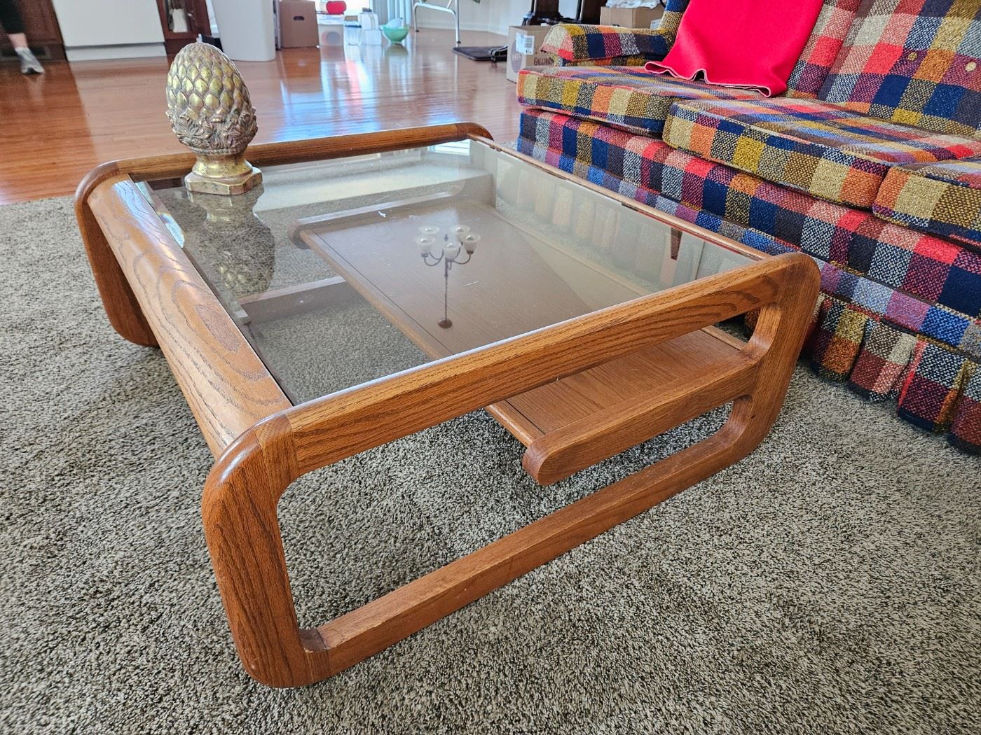 $250 MCM 70's Lou Hodges Oak & Glass Coffee table