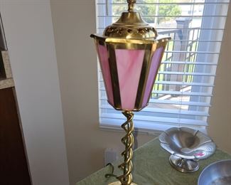 $40 Arts & Crafts Stained glass Brass lamp
