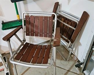 $40 (2) MCM Vintage wood & Aluminum lawnchairs