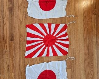 $20 ea Vintage silk WWll Japanese War and Imperial flags, rising sun