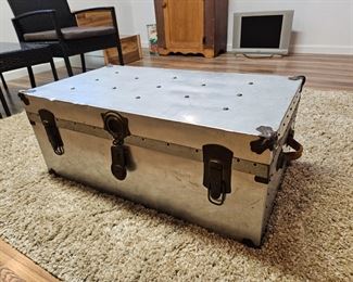 $50 Vintage metal footlocker/trunk