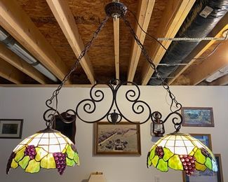 $120 Double Tiffany Style Stained glass ceiling lamp, wired with plug