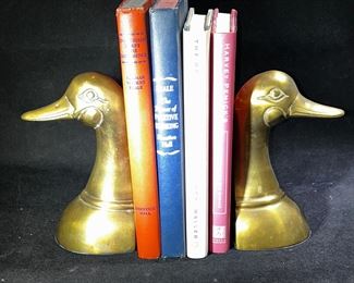 Vintage brass mallard duck bookends 