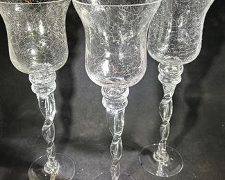 Crackled glass candle holders