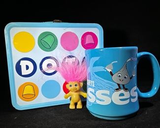 Dots metal lunchbox/ Hershey’s Kisses mug and a special friend!