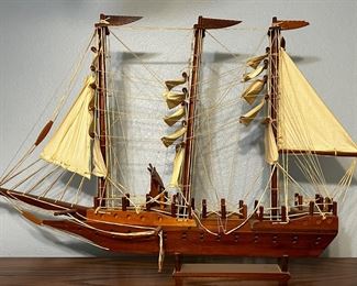 Large wooden sailing ship model