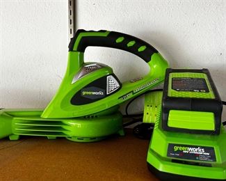 Green works battery powered blower