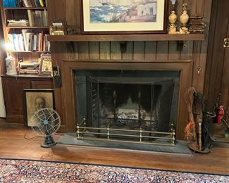 Fender, andirons, vintage fan, etc.