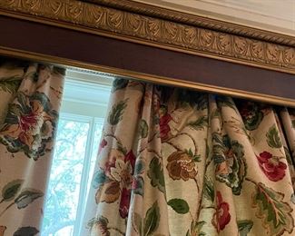 Beautiful carved wooden valence. Two pair