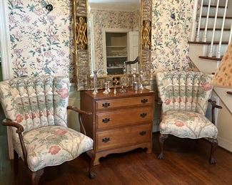 Both pair of chairs with mirror.