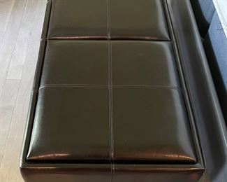 Leather Upholstered Bench with Reversible Tray Toppers. Measures Approximately 48" W x 18" D x 18" H. Photo 2 of 3.