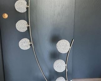 Arched Metal Lamps with Wire Mesh Globes. Large Measures 62" H; Small 30" H. Photo 1 of 3.