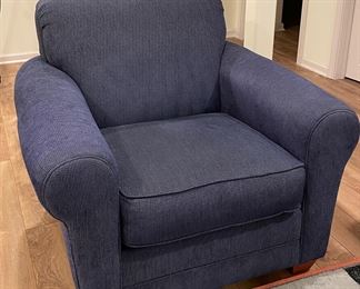 Blue Upholstered Club Chair. Measures 40" x 40." Photo 1 of 3.