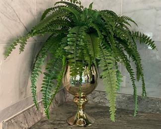 Faux Fern In Silver Urn.