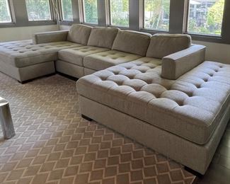 Walter E. Smithe Edward Wide Track Sofa With Two Wrap Around Chaises. Overall Measurements As Pictured: 128" W x 40 D." Two Wrap-Around Chaises Measure 60" W x 64" D Each. Chaises Can Be Replaced with Two Seat Cushions (Not Pictured) To Create A Sofa or Sofa With Single Chaise. Photo 1 of 6.