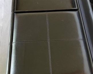 Leather Upholstered Bench with Reversible Tray Toppers. Measures Approximately 48" W x 18" D x 18" H. Photo 3 of 3.
