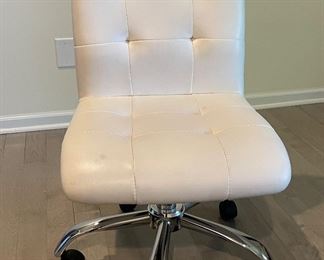 White Leather Office Chair - 2 Available.