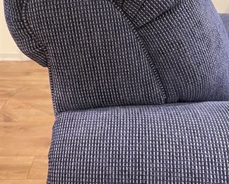 Blue Upholstered 3-Seat Sofa. Measures 84" W x 40" D. Photo 2 of 3.