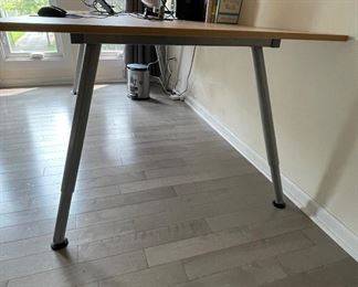 Oak Desk with Metal Legs and "Cord Hole." Photo 3 of 3.