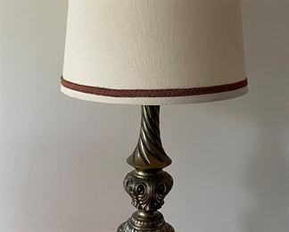 Pair of Vintage Brass Table Lamps on Marble Base. Photo 1 of 2.