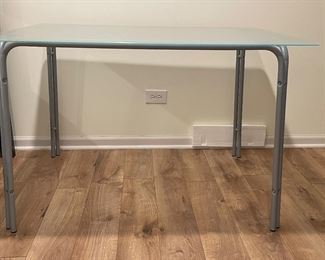 Metal Desk with Frosted Glass Top. Photo 1 of 2.