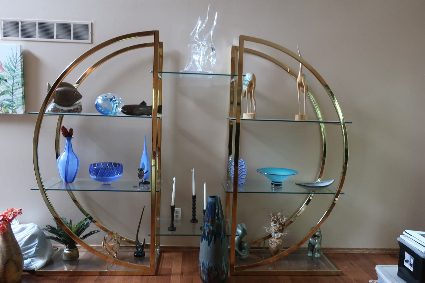 large brass  and  glass display unit