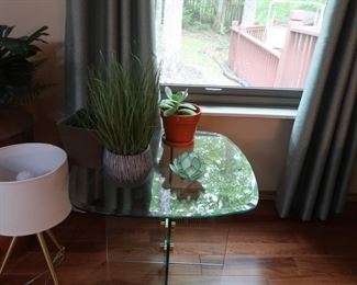 second  beveled  glass lamp  table