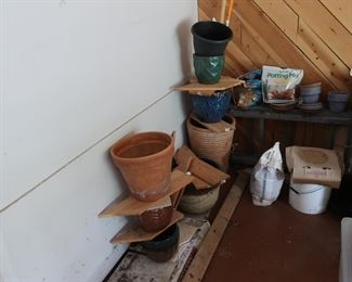 flower  pots  in  garage